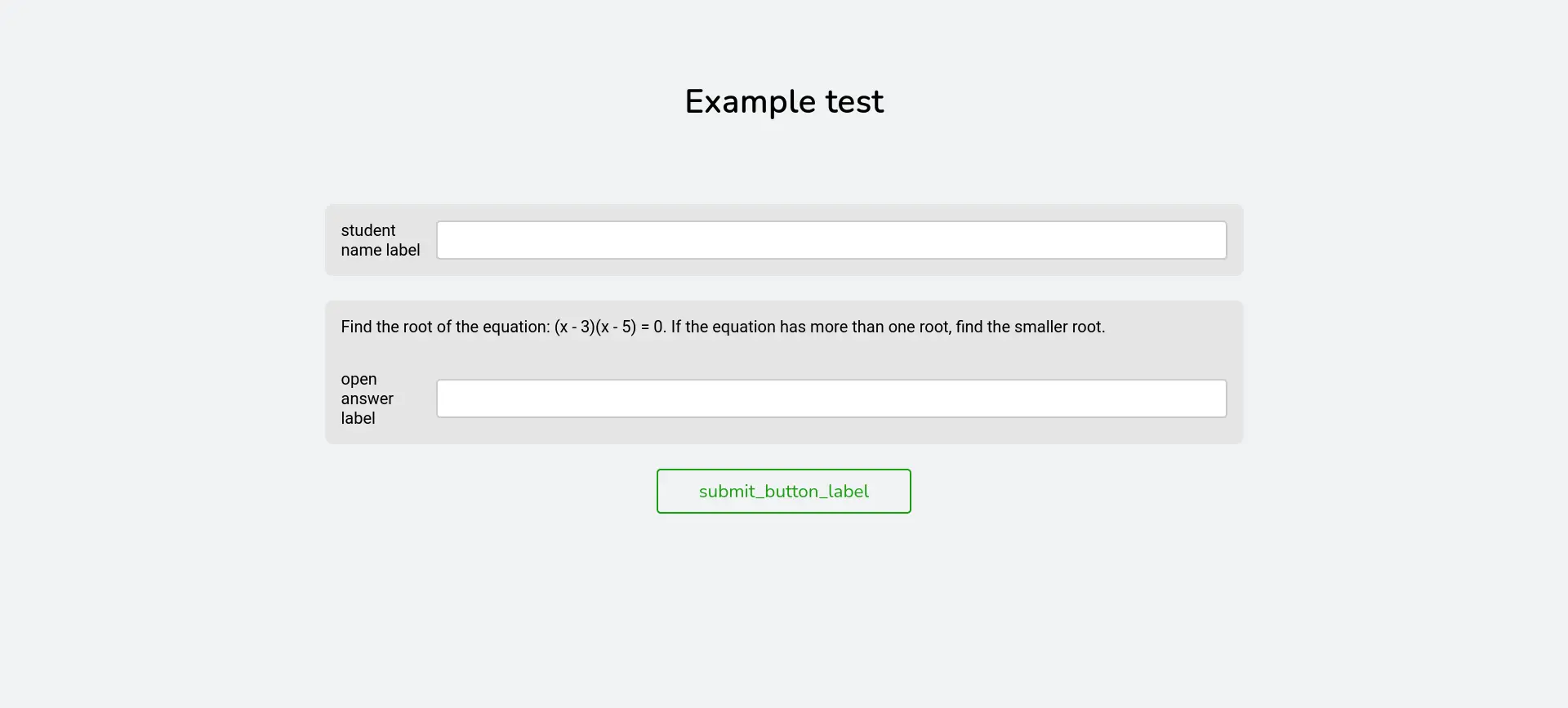 Пример страницы теста